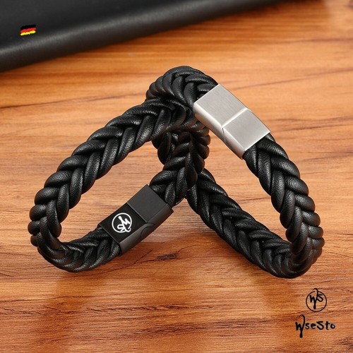 Wsesto armband schwarz leder - schwarz,