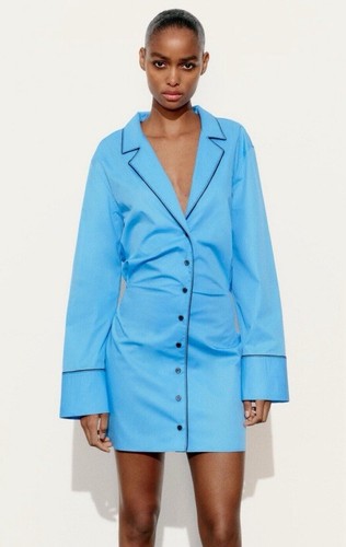 Zara hemdblusenkleid blau - hemdblusenkleid,