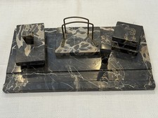 Schreibtischgarnitur Schreibtischset schwarzer Marmor 20er 30er Jahre (5 Teile)