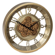 Wanduhr rund 46 cm Metall Zahnrad goldenfarben Bewegung formano 676412 Dekouhr