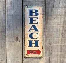 Blechschild BEACH 50m