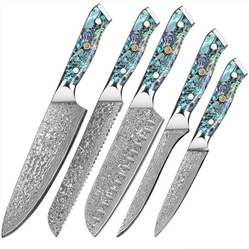 5tlg damastmesser abalone - 1-5tlg.damastmesser,