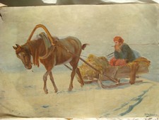 Winterlicher heutransport mit - winterlicher,