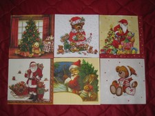 6-Servietten Set ~ Weihnachten, TEDDY-BÄR, Spielzeuge, Weihnachtsmann ~ 33x33