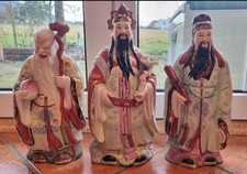 1970er Jahre FU LU SHOU 34 cm Drei Vintage Porzellan? Keramik? Statuen...