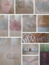 Hochzeit - Holzdeko, Deko, Vasen, Teelichtgläser