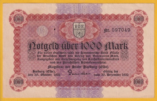 Harburg stadt notgeldschein - harburg,