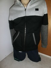 Sweatjacke dicke Teddyjacke Fleece gefüttert Gr.158-164 Schwarz/Grau Kapuze Neu