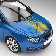 2x Rennstreifen Aufkleber Dekorstreifen Rallye Streifen Auto Karo Flagge #1127