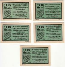 5 x 25 Pf Ansbach (G/M 35.1b / L 34.4) KN schwarz 4,5 mm