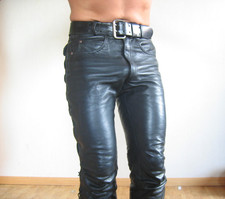 TOP-Lederschnürhose Lederschnürjeans schwarz schwer weich von Hein Gericke Gr.48