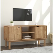 TV-Schrank Lowboard Unterschrank Tisch Braun 113,5x43x57 cm Massivholz Kiefer