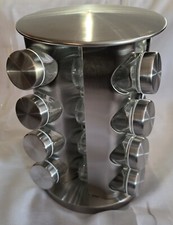 Gewürzkarussell (rund) Edelstahl  Drehbar mit 16 Gewürzgläser Würzregal