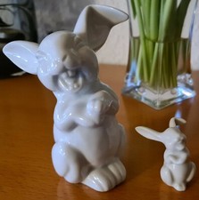 Rosenthal weisses Porzellan lachender Hase weiß Max Herrmann Fritz 2 Stück Oster