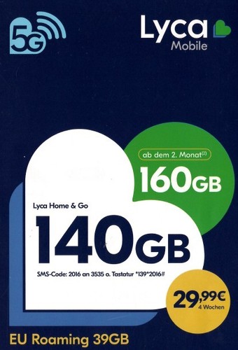 Lyca mobile sim bis 180gb - lyca, 180gb*