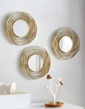 Metall Wand Spiegel "Gold" rund 24 cm, 3er Set, Wohnzimmer Flur Bad Deko