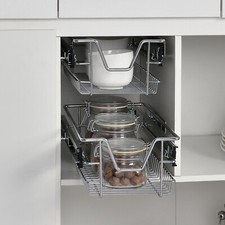 2er-Set Teleskopschublade 27x44x14 cm Stahl Silber [en.casa]