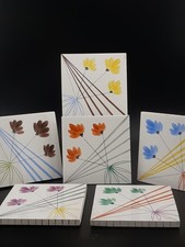 6 Fliesenuntersetzer, Kachel, handbemalt, DDR, PGH Wolfen (Jeßnitz), Mid Century