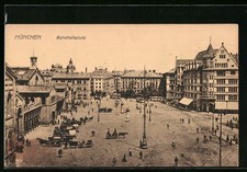 Ansichtskarte München, Bahnhofsplatz mit Strassenbahn 1918 