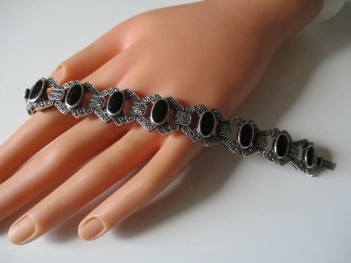 Onyx markasiten armband 925 - markasiten,