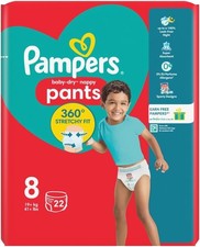 Pampers Baby-Dry Nappy Pants Size 8, 22 Nappies, 19kg+, Essential Pack
