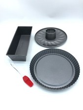 Relaxdays Backform Set, 26cm Springform, Kastenform, Obstbodenform, Pinsel