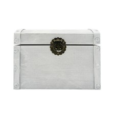 Holz Truhe grau weiß  ca.16cm