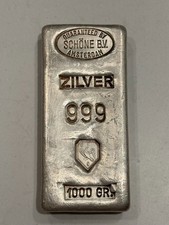 1kg Silberbarren Schöne B.V. 0.999 Feinsilber – selten, Vintage, Sammlerstück RA