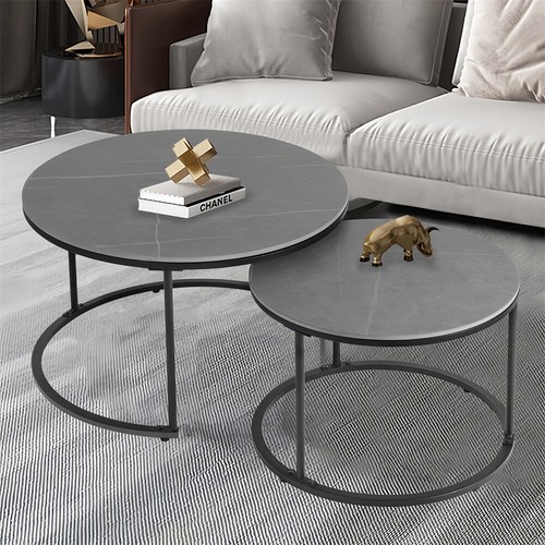 2er marmor couchtisch grau - couchtisch,