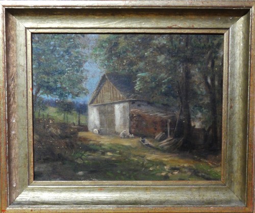 Scheune mit brennholzstapel - scheune, im