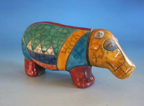 Raku pottery hippo nilpferd - raku,