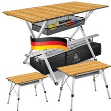 KESSER® Campingtisch faltbar Klapptisch 100kg Alu Rahmen Garten Tisch Holz Optik