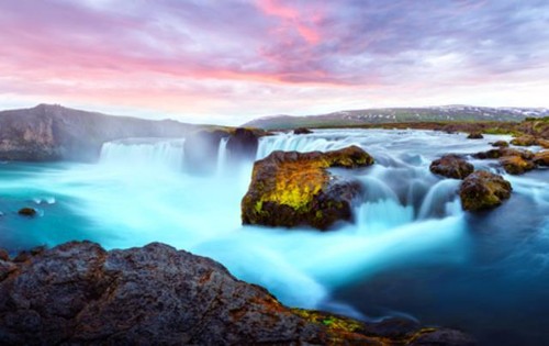 Wandbild godafoss wasserfall - wandbild:,