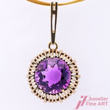 Anhänger in 14K/585 Gelbgold mit 1 Amethyst in Rundschliff, facettiert - 5,4 g 