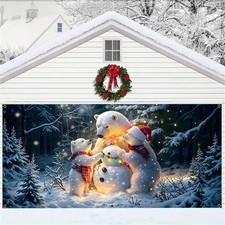 Warme Weihnachten der Eisbärenfamilie Garage Tür Banner Gewebe Outdoor Hintergru