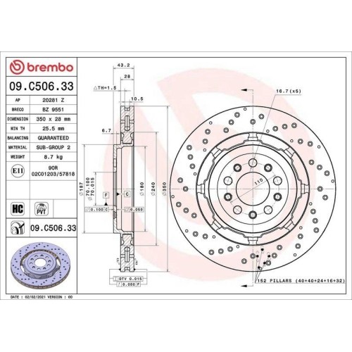 Bremsscheibe brembo c506 - bremsscheibe, 09.c506.33
