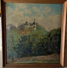 H.Meyer-Moringen Ölgemälde  " Blick zur SABABURG " Beberbeck Reinhardswald