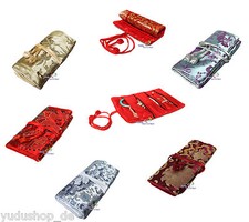 Schmuckrolle Schmucktasche für Ringe Ketten Seidenstoff Farben