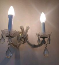 Antiker Kristall-Leuchter, gold, Blumen und Kristalltropfen, Wandleuchte, Lampe