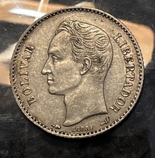 1900 Venezuela 1/2 Bolivar Münze Silber - selten hochwertig 