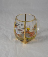 Alter Bierkrug Glas Krug Scherz Bierkrug mit Malerei Pilsen Pilzen Böhmen