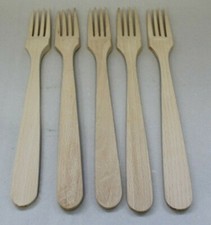 5 x Essgabel Speisegabel Gabel Holz Holzgabel wiederverwendbar ca. 24,5 cm