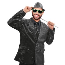 Pailletten Frack Herren schwarz M bis 3XL eleganter Glitzer Party-Jacket Herren