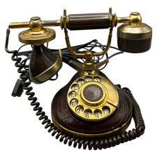 Telcer Düsseldorf Antik Telefon 18K Gold Plated Fernsprechapparat Wählscheibe