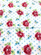 Baumwollstoff Meterware Popeline Rosen und Pünktchen 140cm x 120cm