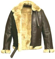 Herren Echt Leder Bomber Pelz Jacke UK Raf Aviator Pilot Fliegen Winterjacke