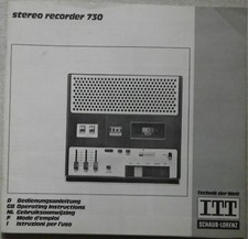 ITT Schaub-Lorenz, Stereo Recorder 730 - Bedienungsanleitung mehrsprachig.