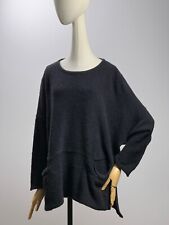 BARBARA SPEER Schwarz Pullover Gr.2 Oversize Lagenlook Relaxed Fit Pulli