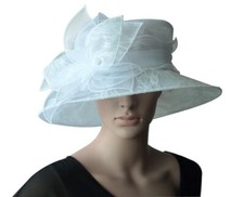 Eleganter Damenhut SPITZE REIN WEISS Organza Hut Brauthut Organzahut Hochzeit