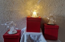 3 LED Glaskugeln mit Engeln Batterie betrieben